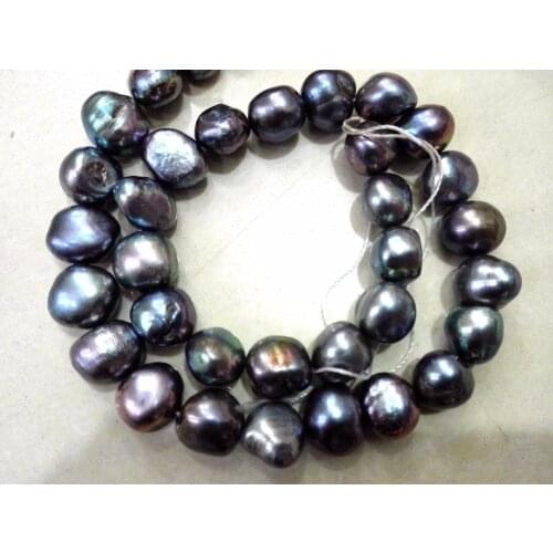 One Strands Real Pearl Bead 12mm Black Color Pearl Baroque Natural Freshwater Pearl loose beads 35cm / 15inch