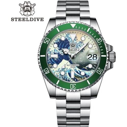 Green Color Kanagawa Surf Dive Watch SD1953J NH35 300m Mechanical Men Watch Luxury Sapphire Crystal Full Luminous