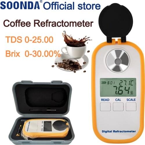 Digital Coffee Refractometer TDS/Brix meter tester TDS 0-25% Coffee Concentration Refractometer 0-30% Brix Coffee Sugar Meter