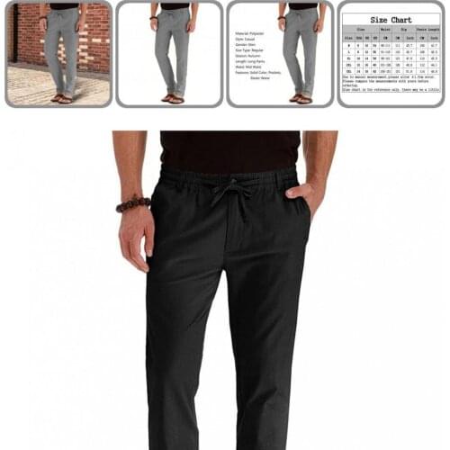 Breathable Classic Solid Color Elastic Waist Men Suit Pants Quick Drying Business Trousers Drawstring for Business Party
