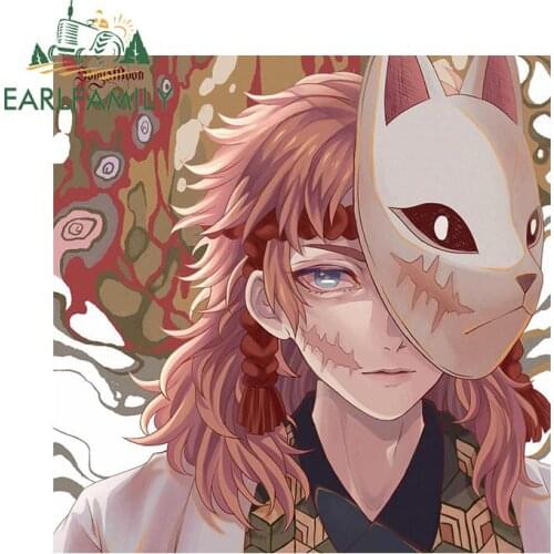 EARLFAMILY 13cm x 13cm for Demon Slayer Sabito Anime Decals Funny Car Stickers Refrigerator Bumper Occlusion Scratch Decoration