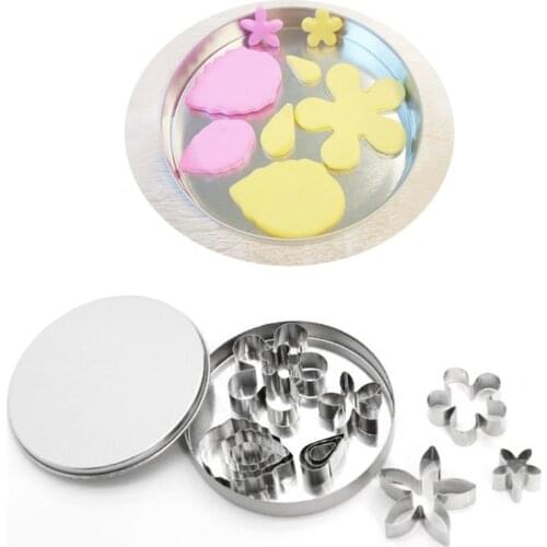 12Pcs Biscuit Mould Stainless Steel Flower Shape Fondant Cake Mold DIY Sugar Craft 3D Pastry Cookie Fruit and Vegetable Cutters