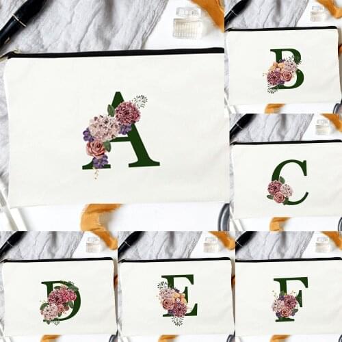 Flowers Letters Canvas Cosmetic Bag Reusable Makeup Bag Organizer Eco Handbags Portable Wash Toiletry Bag Travel Causal Case