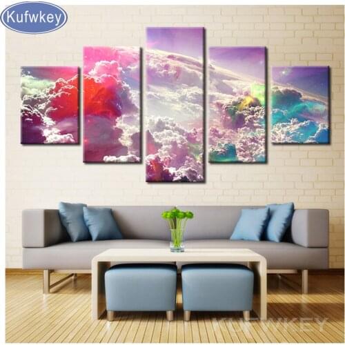 Colorful Clouds Beautiful Landscape diamond Embroidery 5Pieces painting diamond full square resin drill picture Best Gifts decor