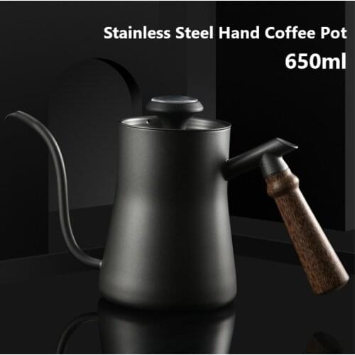 Kitchen Mini Stainless Steel Coffee Pots Drip Type With Thermometer 650ml Household Hand Coffee Pot Coffee utensils Fast Ship