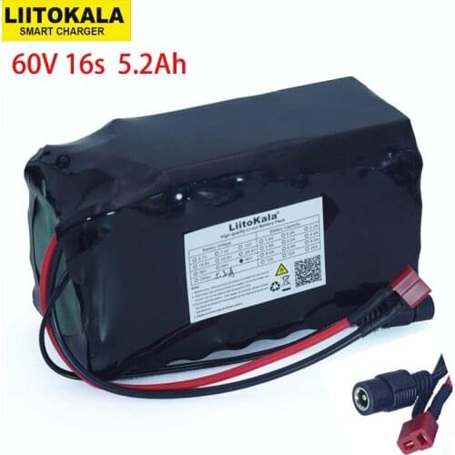 LiitoKala 16S2P 60V 5.2Ah 18650 Li-ion Battery Pack 67.2V 5200mAh Ebike Electric bicycle Scooter with 20A discharge BMS 1000Watt