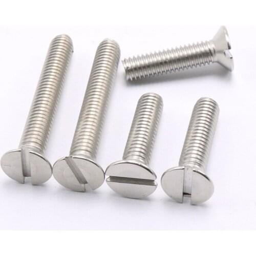 M4 6mm-60mm Slotted countersunk flat head screw one font slot bolt open word socket bolts stainless steel