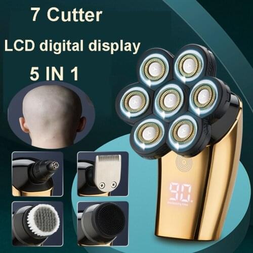 Multifunction Men Shaver 5 In 1 Grooming Kits Electric Shavers 7D Independently 7 Cutter Floating Head Waterproof Electric Razor
