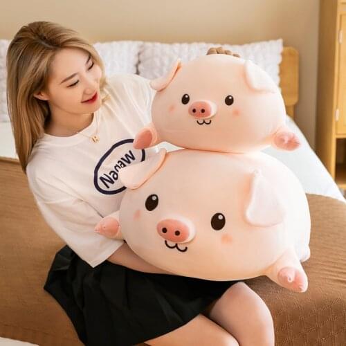 38-75cm Soft Pig Stuffed Plush Doll Lying Piggy Toy Cartoon Animal Plushie Pink Piggy Pillow Kids Baby Comforting Lovely Gift