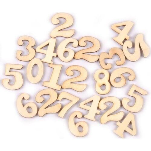 50Pcs Random Mix Wooden Number "0-9" For DIY Scrapbooking Handmade Accessories Wood Crafts Home Decoration Ornaments Art M2611