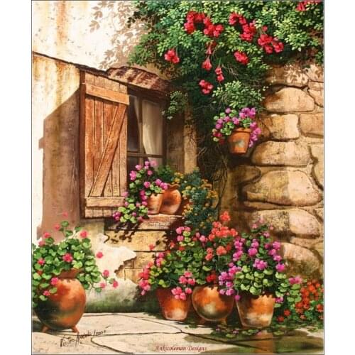 Full Embroidery Counted Cross Stitch Kits Needlework - Crafts 14 ct Aida DIY Arts Handmade Decor Oil painting - Flowers in Pots