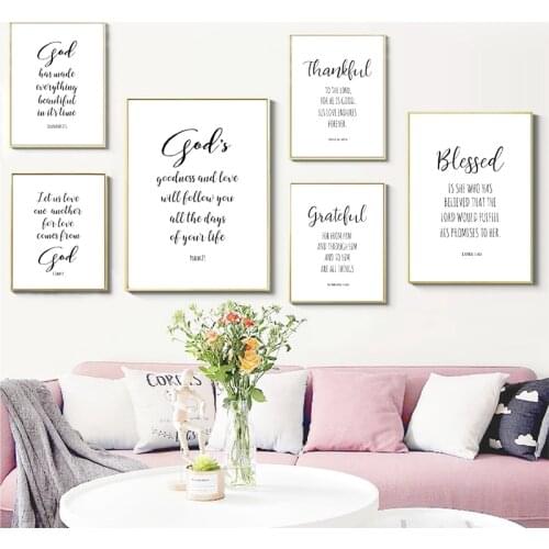 Bible Verse Typography Christian Wall Art Canvas Painting Scripture God Quote Posters and Prints Pictures Living Room Home Decor