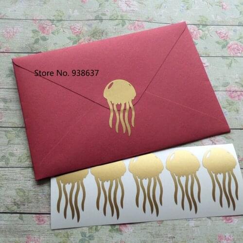 Ocean Animal Wall Art Stickers Party Decoration Jellyfish Decals Lables Removable Art Sticker Wallpaper Envelope Seal ZB192