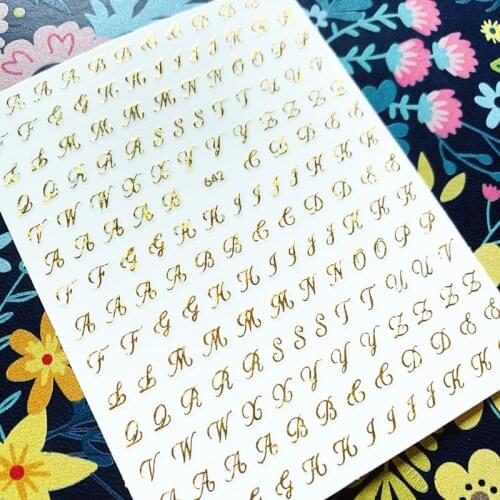 Newest WG-637-642 English alphabet 3d nail art sticker nail decal stamping export japan designs rhinestones decorations