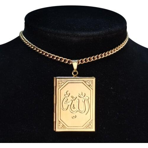 Photo Frames Can Open Locket Necklaces 35+5cm Allah Pendant Necklace Jewelry For Women Men Valentine Lover Gift