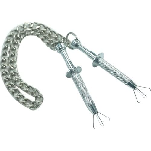 New style Stainless Steel adjustable Nipple clips with chain metal torture play Clamps breast Bondage Restraints Fetish sex toys