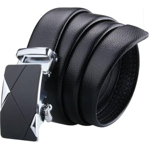 Bauhinia brand new all-match mens belt alloy automatic buckle casual belt young mens lychee pattern black belt