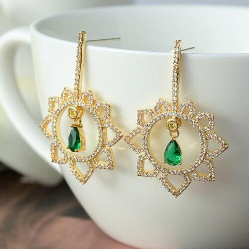 MADALENA SARARA AAA Cubic Zirconia Sunflower Earrings Dangle Earrings