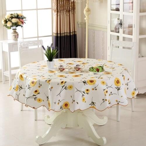 Table Cloth Waterproof Table Cloth Oil Round Tablecloth Flower PVC Tablecloth Home Kitchen Dining