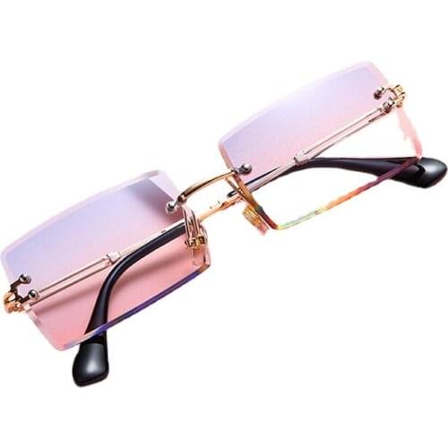 New Frameless Trimming Square Gradient Color Ocean Sunglasses Fashion Ins Internet Influencer Street Snap Trendy Sunglasses