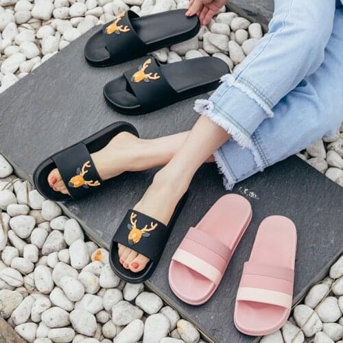 Slippers Womens Korean-Style Cute Elk Slippers Home Non-Slip Slipper Men Mens House Shoes Mens Slippers Outdoor Men Slippers