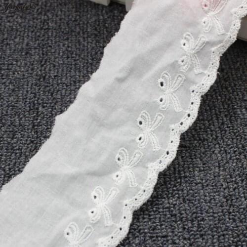 YACKALASI 100% Cotton Eyelet Embroidered Butterfly Ribbon Swiss Cotton Voile Sewing Apparel Appliqued White 6CM