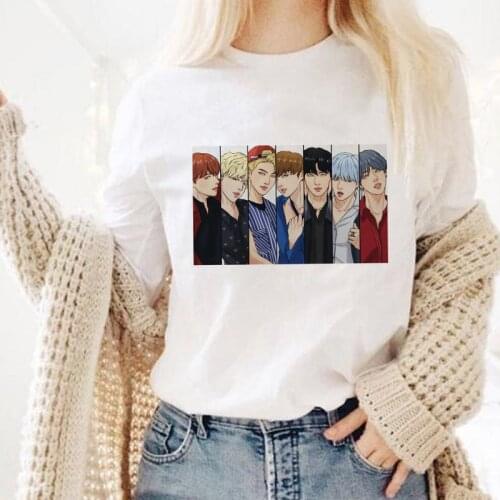 Tshirt Women JIN SUGA J HOPE JIMIN V JUNGKOOK tshirt Oversized kpop female t-shirt korean style bangtan boys cartoon harajuku