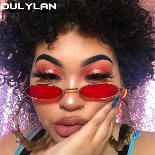 Oulylan Oval Sunglasses Women Small Metal Frame Yellow Red Fashion Round Sun Glasses Men Vintage Eyeglasses UV400 Goggles