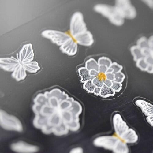 1pc 3D Butterfly Daisy Nail Sticker Decals for Manicure Back Adhesive Carving Flower Design Sticker for DIY Nail Art Decoration