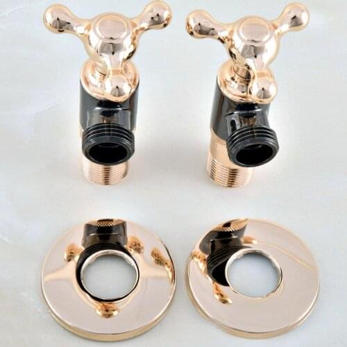2Pcs New Gold Color Brass & Black Oil Rubbed Bathroom Angle Stop Valve 1/2" Male x 1/2" Male Thread Bathroom Accessory mav017