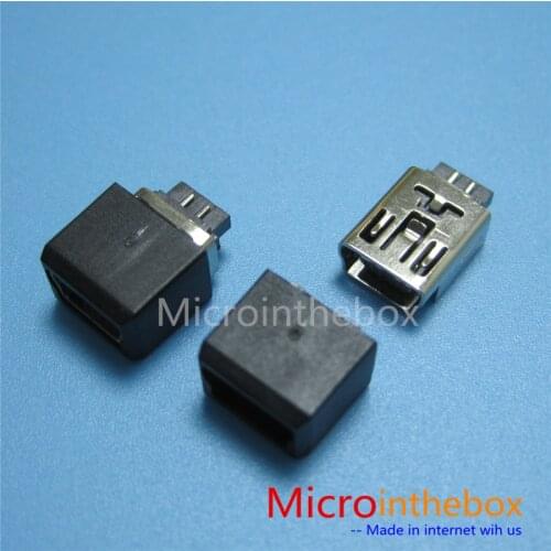 200PCS/LOT Mini usb connector female Welded wire type with plastic protect shell 5Pin mini usb jack