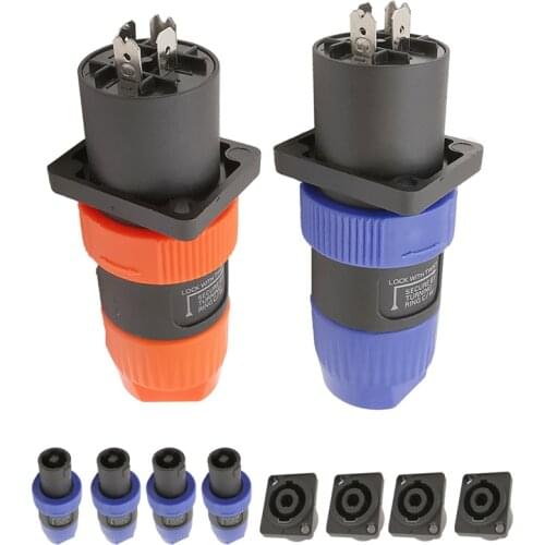 4Pcs NL4FC speakon Cable Crown Amplifier, XRL Audio Speaker Plug Jack Twist Lock 4 Pole Adapter Compatible with Neutrik Speakon