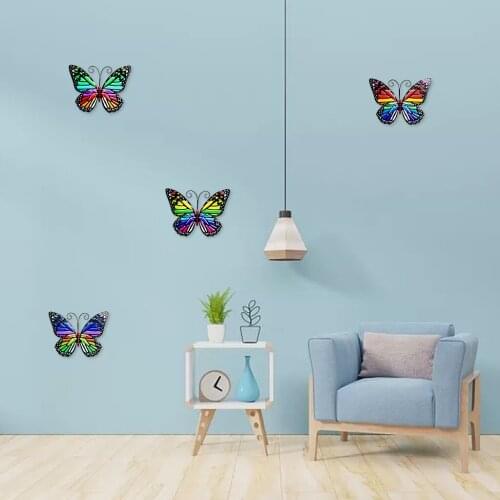 4Pcs Multi-colored Butterfly Garden Wall Decor Home Fence Hanging Decoration