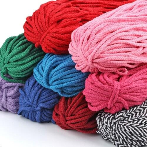 5m/lot Colorful 5mm Cotton Cord Twisted Rope High Tenacity Macrame DIY Textile Craft Woven String Home Decoration Touw