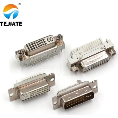 5PCS DVI24+5 Solder-wire Male/Female Header DVI-I Connector Bent Female-header 90-degree DVI Adapter Plug Terminal