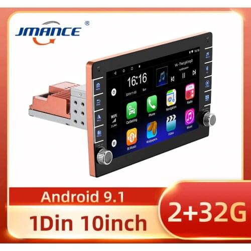 JMANCE 1Din Car Radio 10" GPS Android 9.1 Car Multimedia Player for Volkswagen Nissan Kia Toyota Skoda Car Stereo