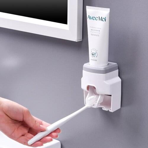 Automatic Toothpaste Dispenser Wall Mount Toothbrush Holder Lazy Toothpaste Squeezer For Toilet Home Bathroom Accessories Set
