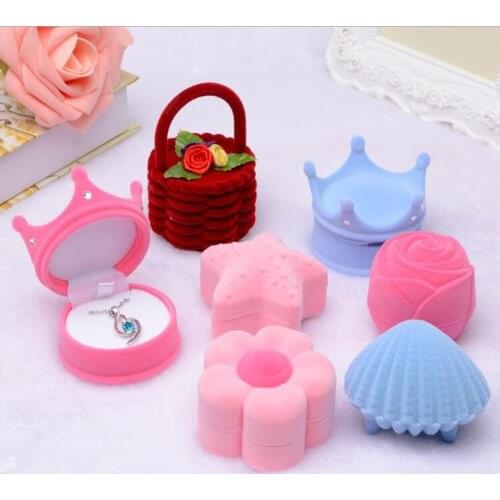 1 Piece Shell Shape Lovely Velvet Wedding Engagement Ring Gift Box For Earrings Necklace Bracelet Jewelry Display Box Holder