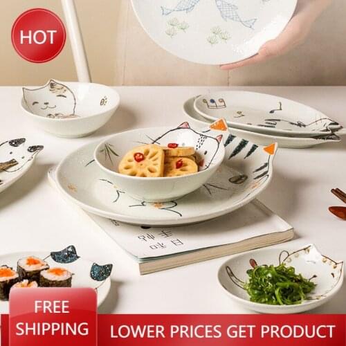 White Cute Dinner Plates Home Dining Breakfast Set Nordic Ceramic Animal Fruit Plate Cake Borden Servies Plates For Food AA50CP