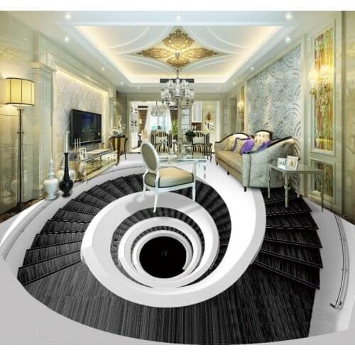 Free shipping custom Art Rotating Stairs Living Room Bedroom 3D Floor waterproof thickened chinese style murals wallpaper