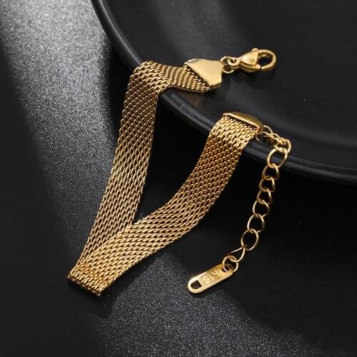 Stainless Steel Weave Bracelet for Women Mesh Belt Hand Chain Jewelry