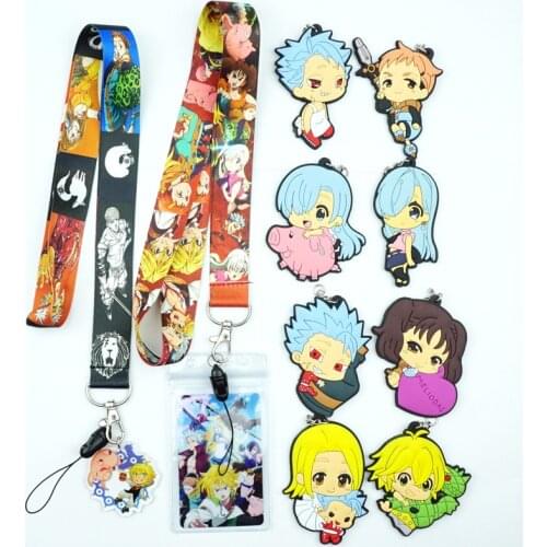 Anime The Seven Deadly Sins Lanyard Neck Straps ID Badge Holder Pendant Keyring Charms Mobile Phone Cosplay Keychain Gift U0716