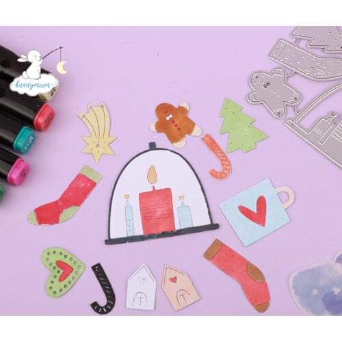Bunnymoon Happy Christmas Metal Cutting Dies Stencils For Scrapbooking Photo Album Decoration Embossing Paper Card Craft
