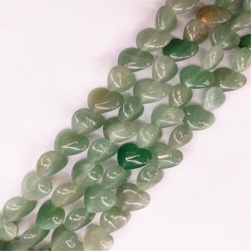 1 Strand 28Pcs 14x6mm Natural Green Aventurine Love Heart Loose Beads For DIY Jewelry Necklace Making Accessories 15.5Inch