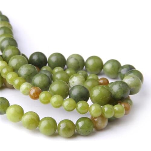 4-12mm Natural Stone Russian Jades Beads Round Green Jaspers Loose Beads for Jewelry Making DIY Necklace Bracelets 15" Strand