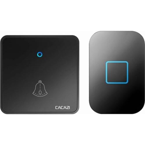 CACAZI Wireless Waterproof Home Intelligent US EU UK AU Plug Door Bell Chime 1 Button CR2032 Battery 1 Receiver AC