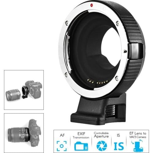 Commlite CM-AEF-MFT Lens Adapter for EF/EF-S Lens to M4/3 Camera Panasonic GH3 GH4 GH5 GX7 GF5 GF6 GM Olympus PL5 PL6 OM-D E-M5