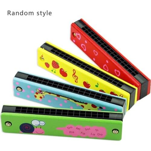 Wooden Painted Toy Musical Instrument Play16-Hole Harmonica Parent-Child Puzzle Baby Early Education Toys for Children Xmas Gift