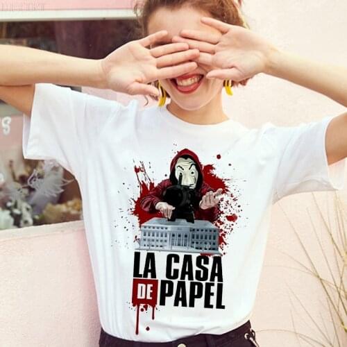 Summer New Money Heist Harajuku Women T-shirt La Casa De Papel printed Hip Hop T shirt Fashion House of Paper Female Tshirt Tops