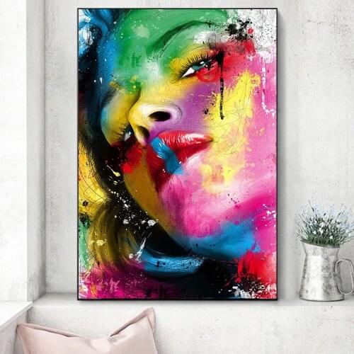 Graffiti Black Skin Girl Face Art Canvas Print Painting Colorful Wall Picture Abstract Women Modern Home Decoration Poster